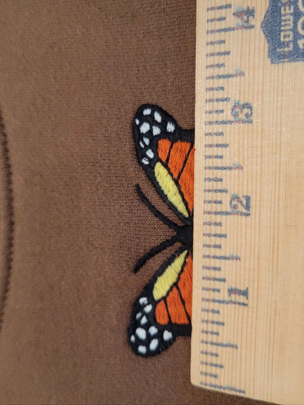 Reflex Embroidered Butterfly Brown Sweatshirt Womens 2XL Casual Fall Comfy - Picture 10 of 11